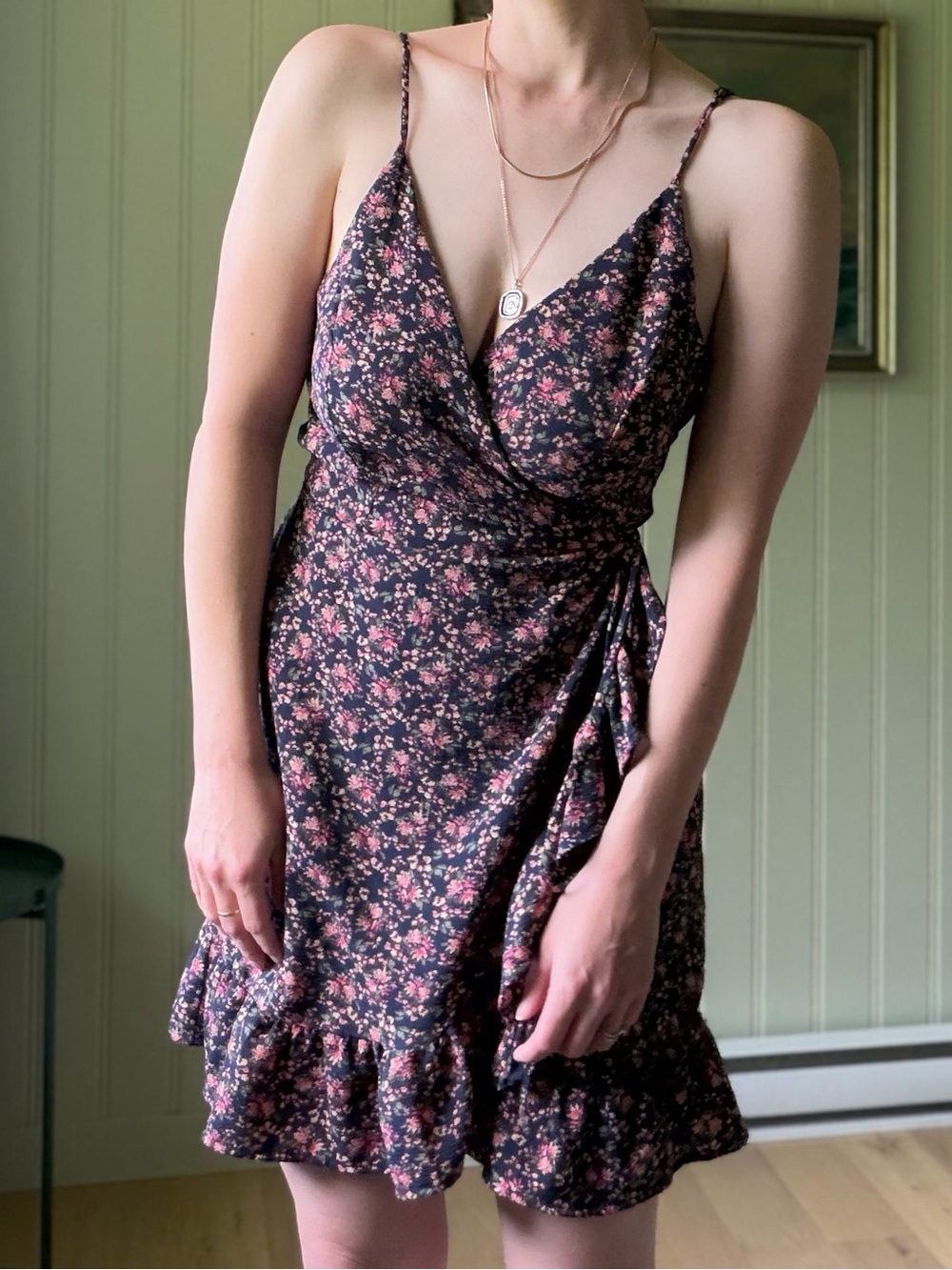 Vintage Y2K Free People Made in USA Floral Ruffle Hem Mini Dress - Medium